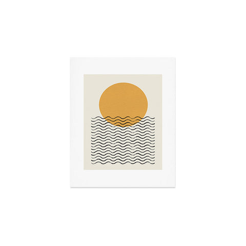 MoonlightPrint Ocean wave gold sunrise mid century Art Print