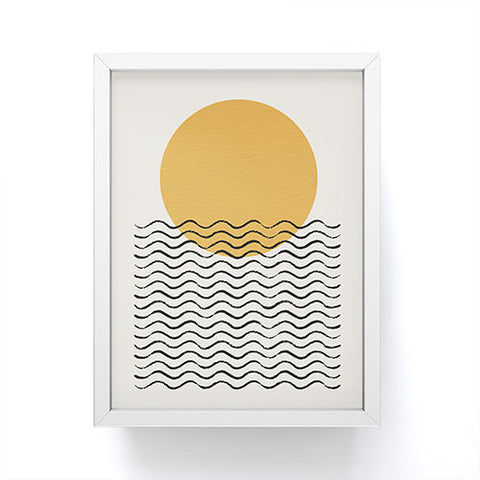 MoonlightPrint Ocean wave gold sunrise mid century Framed Mini Art Print