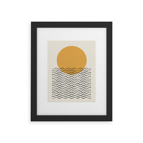 MoonlightPrint Ocean wave gold sunrise mid century Framed Art Print
