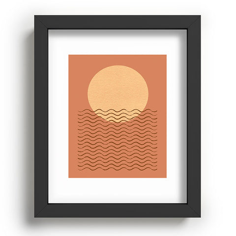 MoonlightPrint Ocean Wave Terracotta Mid Century Recessed Framing Rectangle