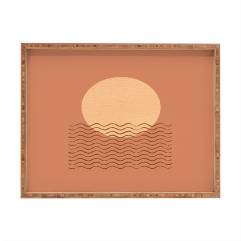 MoonlightPrint Ocean Wave Terracotta Mid Century Rectangular Tray
