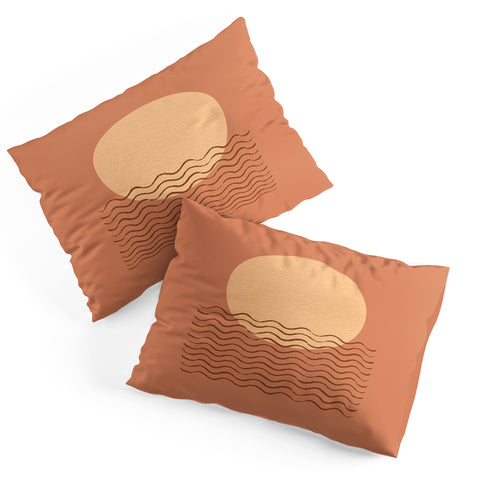 MoonlightPrint Ocean Wave Terracotta Mid Century Pillow Shams