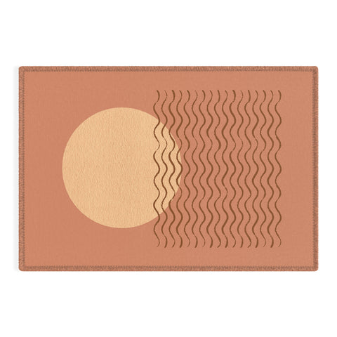 MoonlightPrint Ocean Wave Terracotta Mid Century Outdoor Rug
