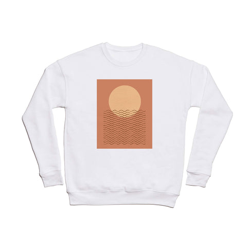 MoonlightPrint Ocean Wave Terracotta Mid Century Crewneck Sweatshirt
