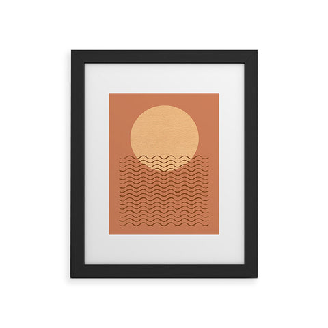 MoonlightPrint Ocean Wave Terracotta Mid Century Framed Art Print