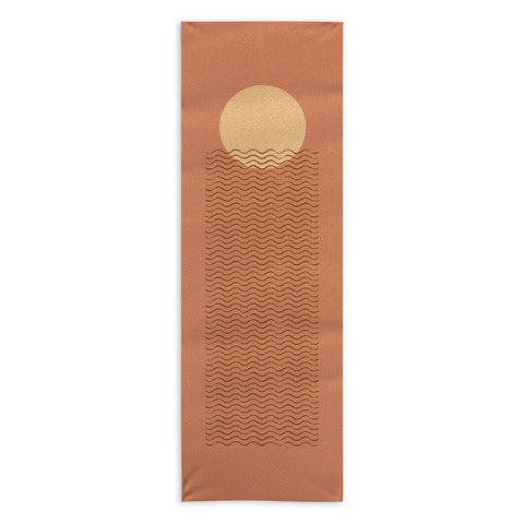MoonlightPrint Ocean Wave Terracotta Mid Century Yoga Towel
