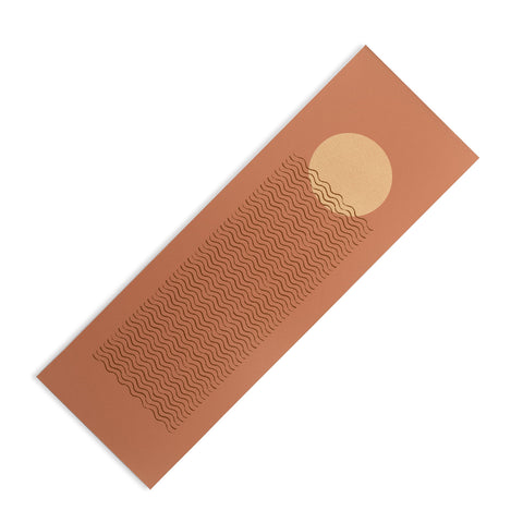 MoonlightPrint Ocean Wave Terracotta Mid Century Yoga Mat