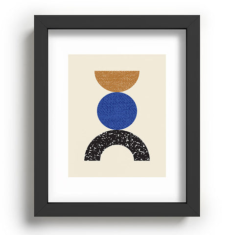 MoonlightPrint Woodblocks Brown Blue Recessed Framing Rectangle