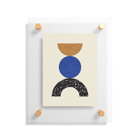 MoonlightPrint Woodblocks Brown Blue Floating Acrylic Print