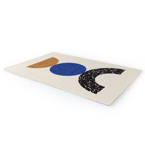 MoonlightPrint Woodblocks Brown Blue Area Rug