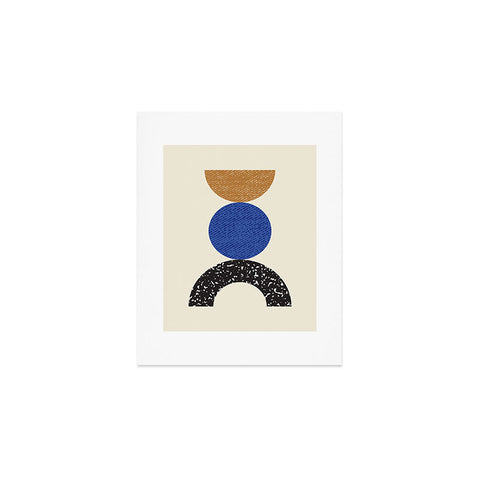 MoonlightPrint Woodblocks Brown Blue Art Print