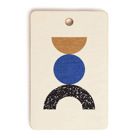 MoonlightPrint Woodblocks Brown Blue Cutting Board Rectangle