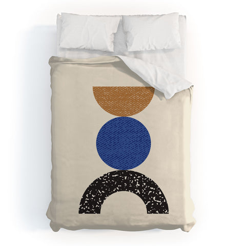 MoonlightPrint Woodblocks Brown Blue Duvet Cover