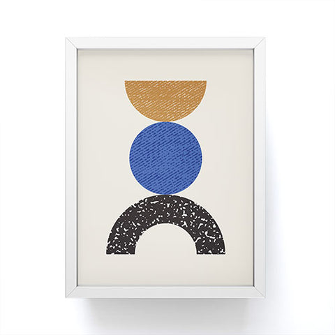 MoonlightPrint Woodblocks Brown Blue Framed Mini Art Print