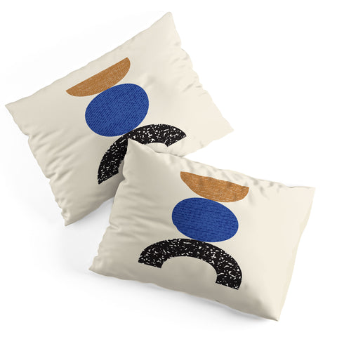 MoonlightPrint Woodblocks Brown Blue Pillow Shams