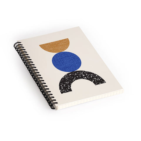 MoonlightPrint Woodblocks Brown Blue Spiral Notebook