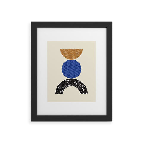 MoonlightPrint Woodblocks Brown Blue Framed Art Print