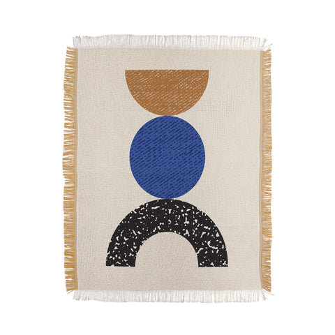 MoonlightPrint Woodblocks Brown Blue Throw Blanket