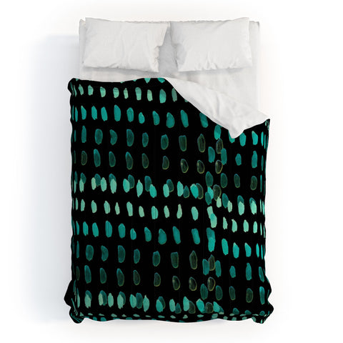 Morgan Kendall aqua dashes black Comforter