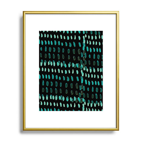 Morgan Kendall aqua dashes black Metal Framed Art Print