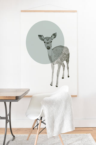 Morgan Kendall aqua deer Art Print And Hanger