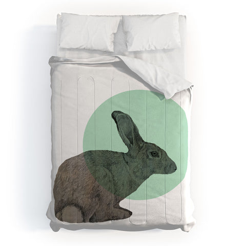 Morgan Kendall aqua rabbit Comforter
