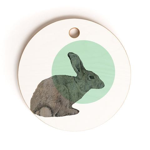 Morgan Kendall aqua rabbit Cutting Board Round