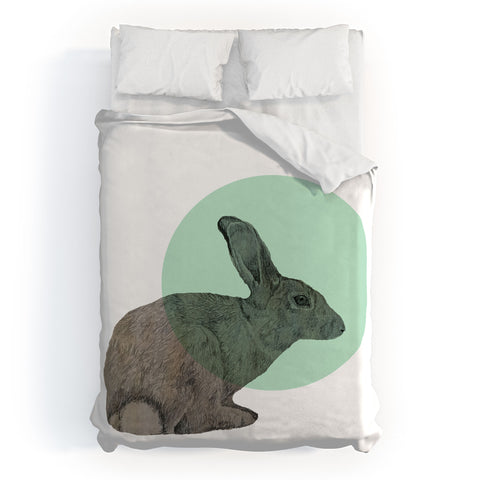 Morgan Kendall aqua rabbit Duvet Cover