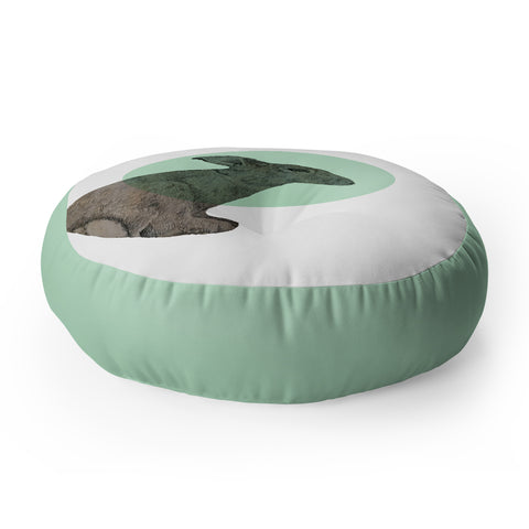 Morgan Kendall aqua rabbit Floor Pillow Round