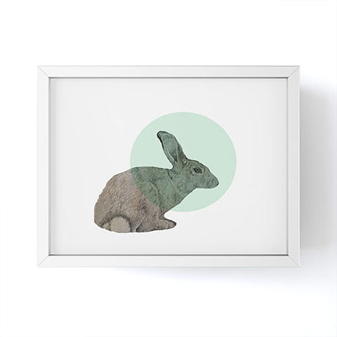 Morgan Kendall aqua rabbit Framed Mini Art Print
