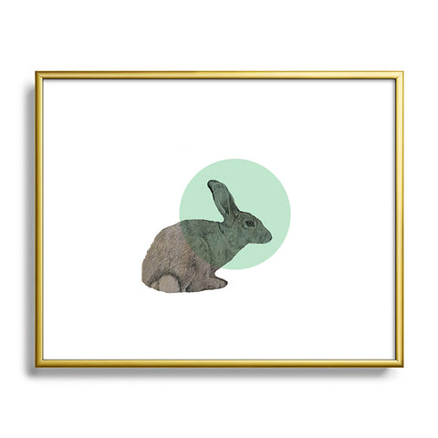 Morgan Kendall aqua rabbit Metal Framed Art Print