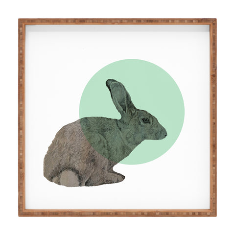 Morgan Kendall aqua rabbit Square Tray