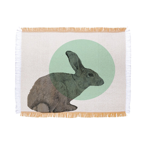 Morgan Kendall aqua rabbit Throw Blanket
