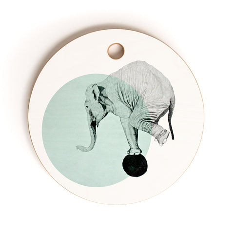 Morgan Kendall blue elephant Cutting Board Round