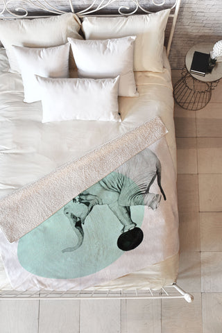 Morgan Kendall blue elephant Fleece Throw Blanket