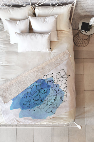 Morgan Kendall blue hydrangea Fleece Throw Blanket