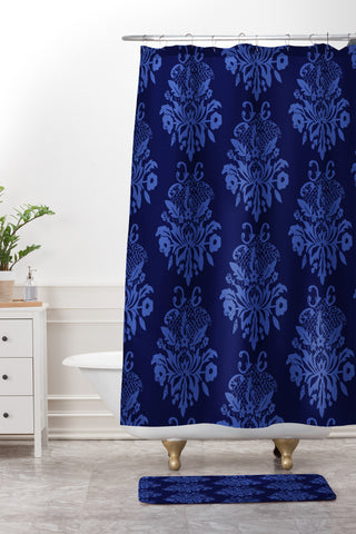 Morgan Kendall blue lace Shower Curtain And Mat