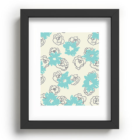 Morgan Kendall blue painted flowers Recessed Framing Rectangle