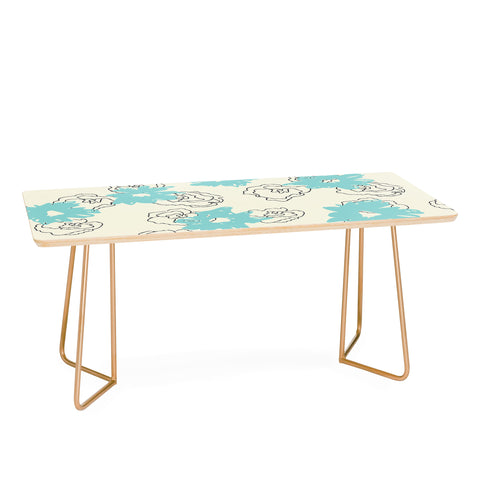 Morgan Kendall blue painted flowers Coffee Table