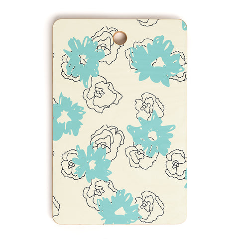 Morgan Kendall blue painted flowers Cutting Board Rectangle
