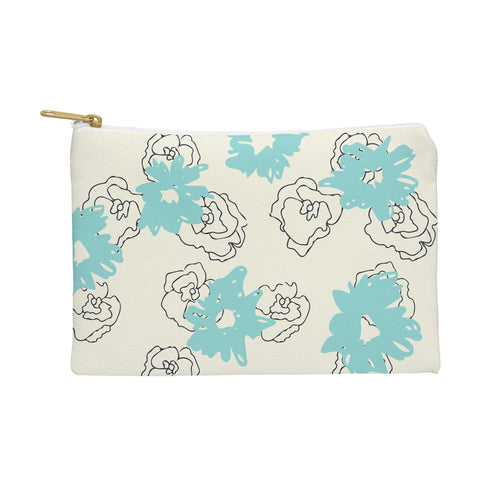 Morgan Kendall blue painted flowers Pouch