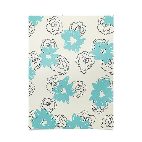 Morgan Kendall blue painted flowers Poster