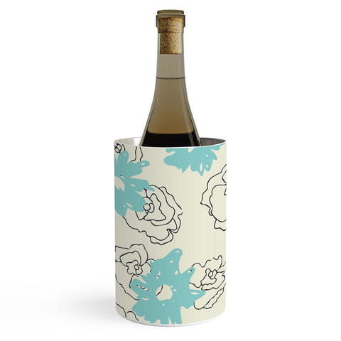 Morgan Kendall blue painted flowers Wine Chiller