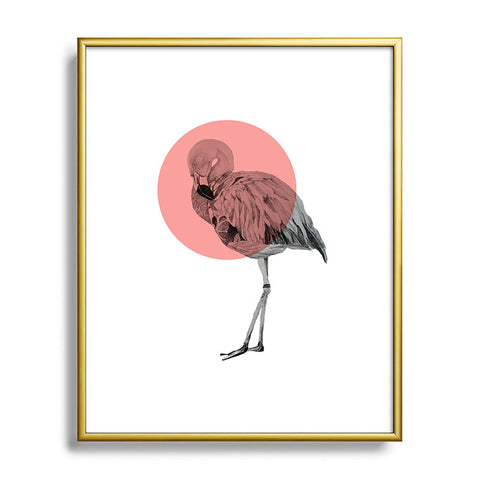Morgan Kendall coral flamingo Metal Framed Art Print