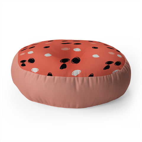 Morgan Kendall coral scribble Floor Pillow Round