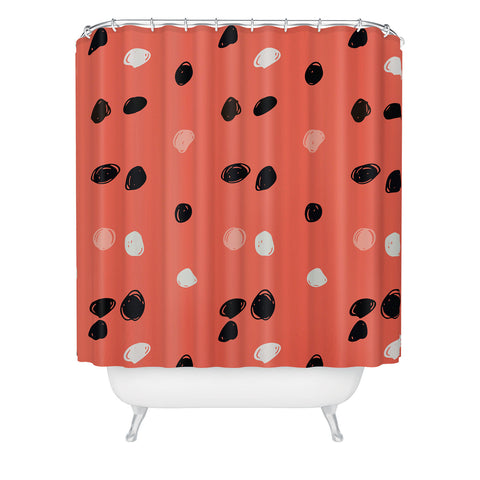 Morgan Kendall coral scribble Shower Curtain