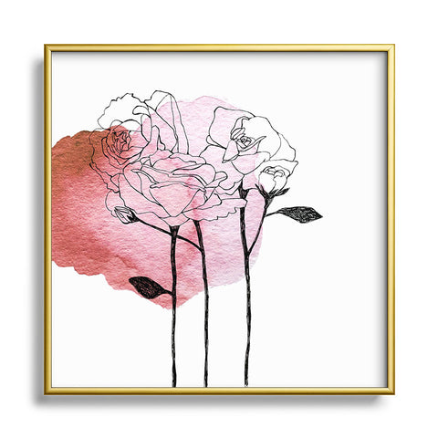 Morgan Kendall garden roses Metal Square Framed Art Print