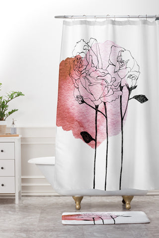 Morgan Kendall garden roses Shower Curtain And Mat