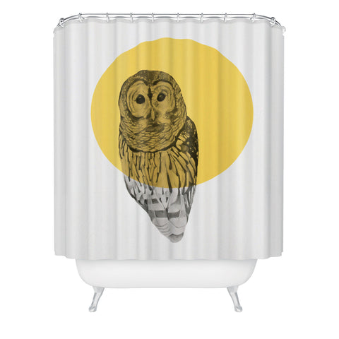 Morgan Kendall Gold Owl Shower Curtain