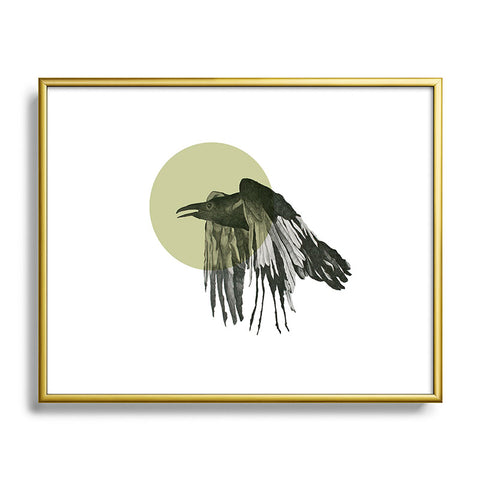 Morgan Kendall gold raven Metal Framed Art Print